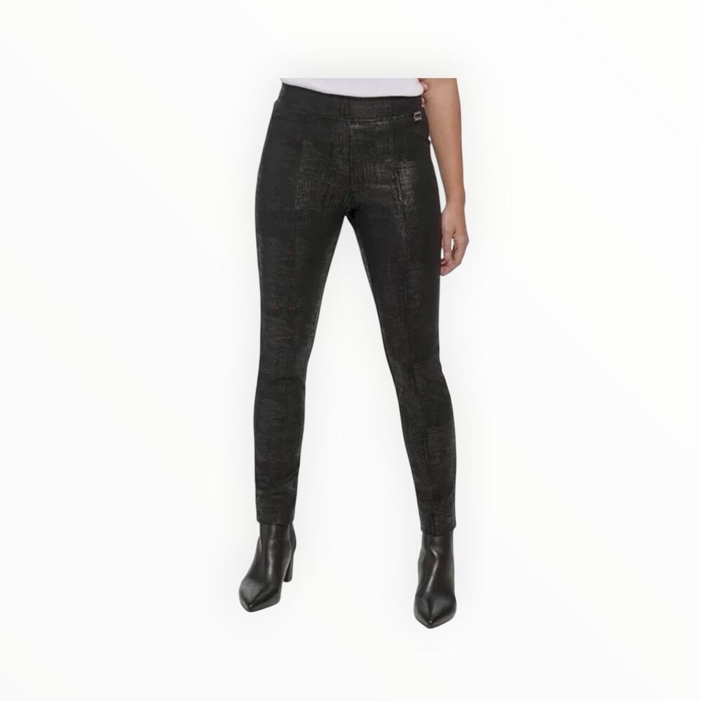 Calvin Klein Women's Black Madison Embossed Ponte Leggings Front Seams Sz XL NWT